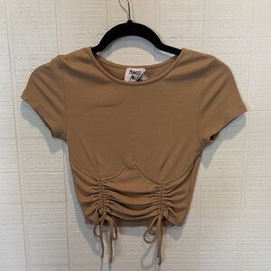 Princess Polly Tan Ruched Crop Top
